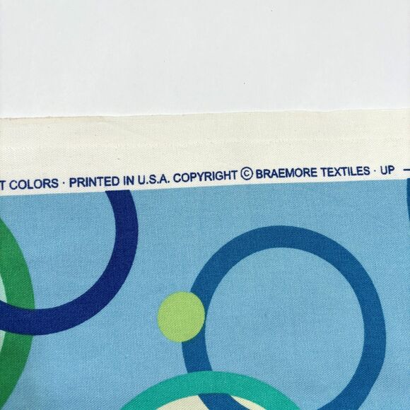 Braemore Home Decor Fabric 4 Yard Piece Screen Printed USA Vat Colors Blue Green - Picture 5 of 5